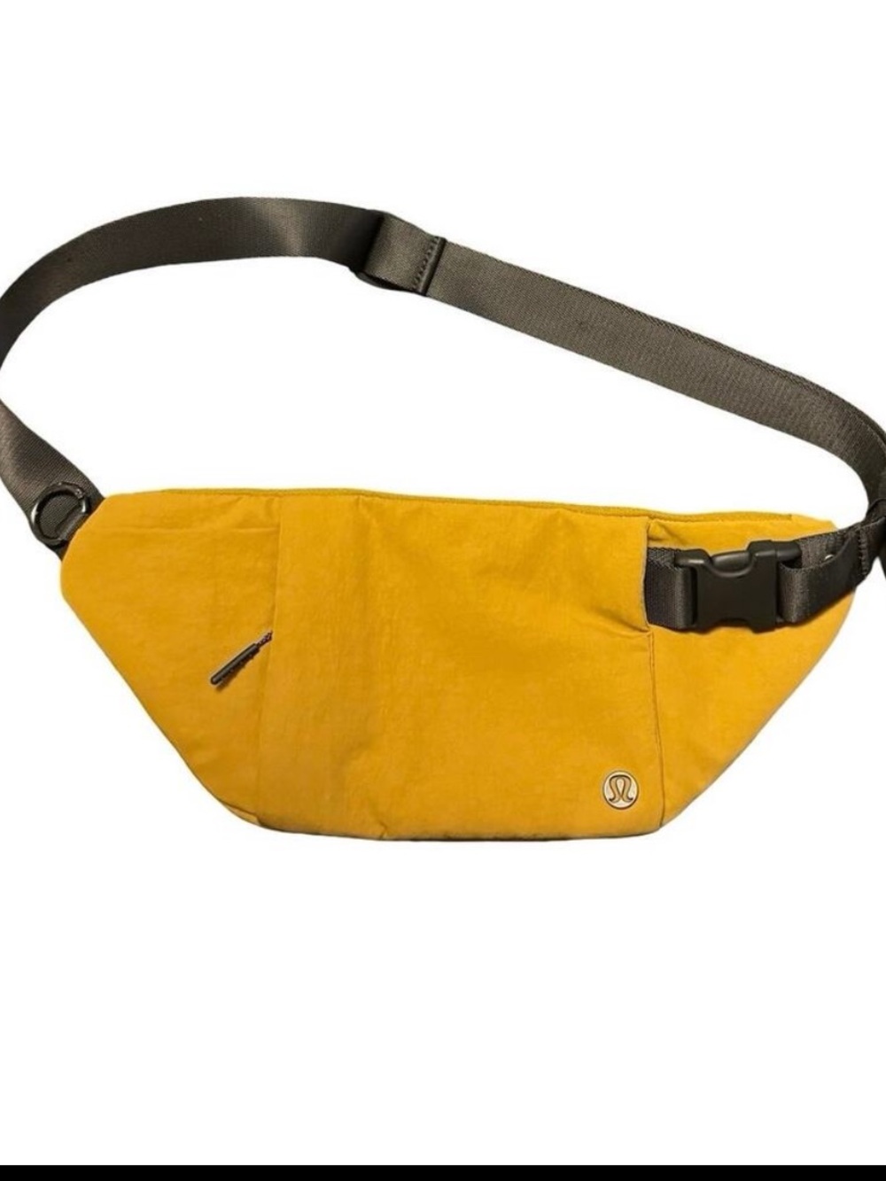 lululemon athletica Mustard Yellow Waist Pack with Dark Brown Strap